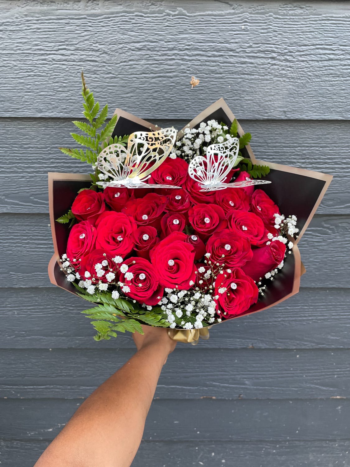 Mini Bouquet 24 Roses Flower with Pearls and Accessories